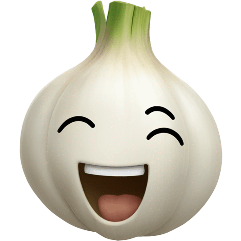 happy garlic with hands up emoji