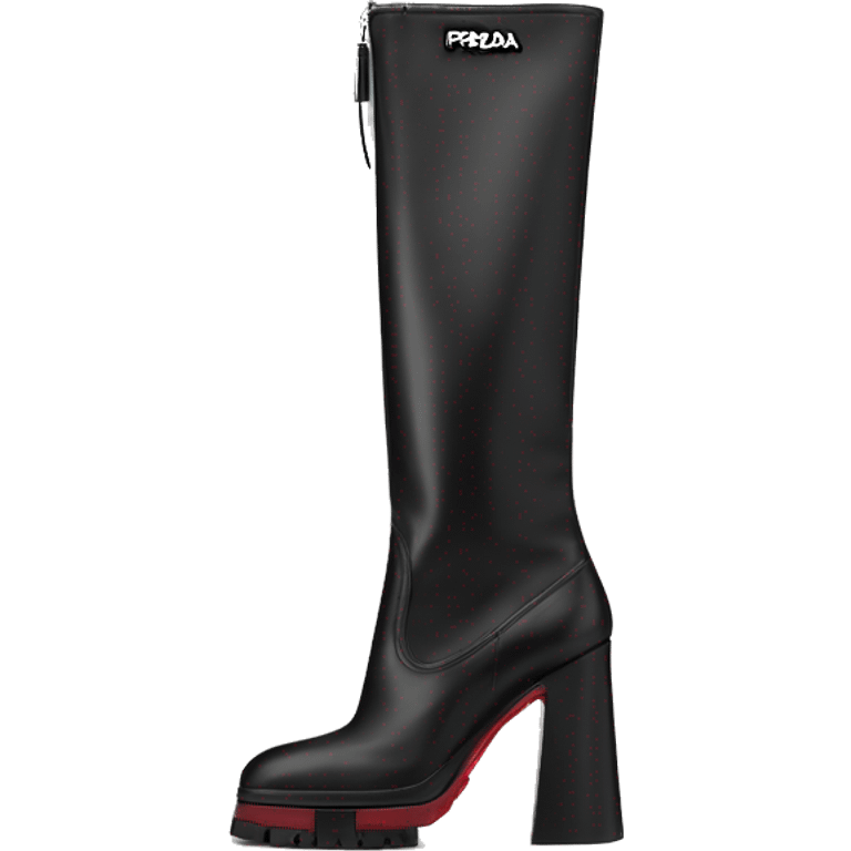 black prada monolith leather re-nylon boots with pouch with the prada logo emoji