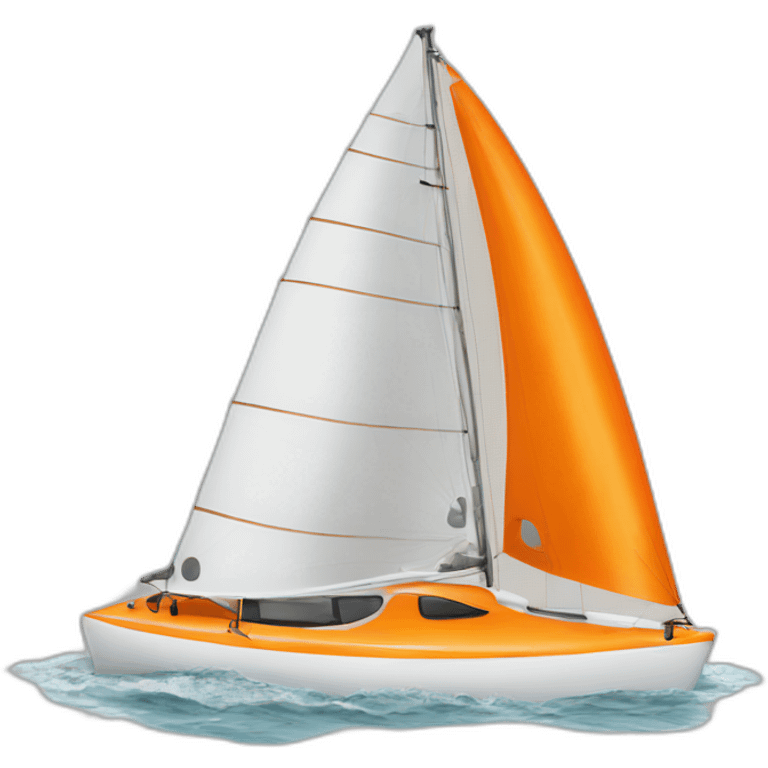 Petit Catamaran avec voile orange et blanche emoji