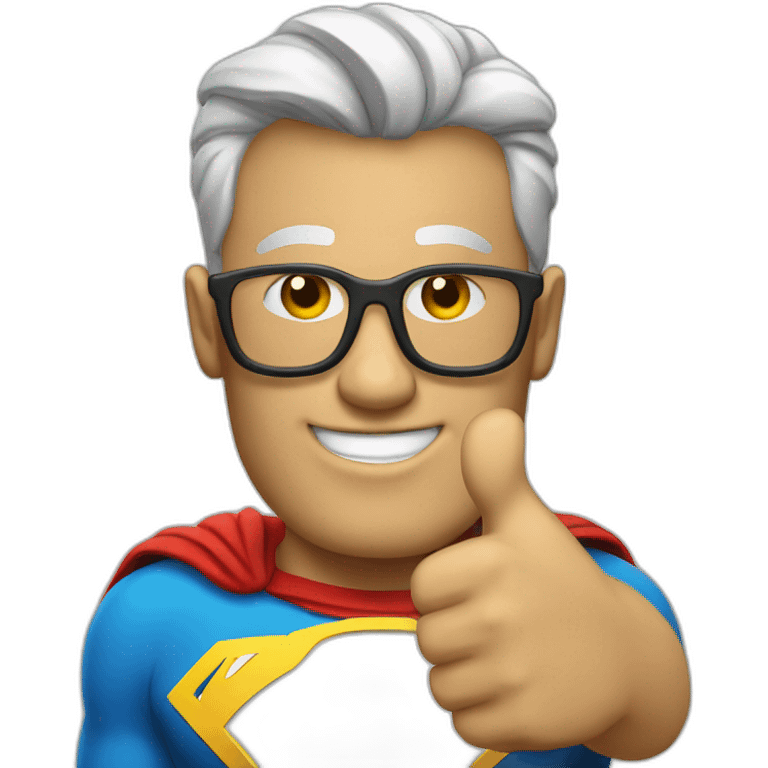 Portrait Super hero with thumbs up and shirt like logo emoji