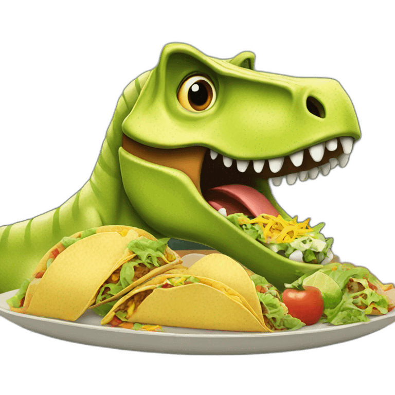 Dinosaur eating tacos emoji