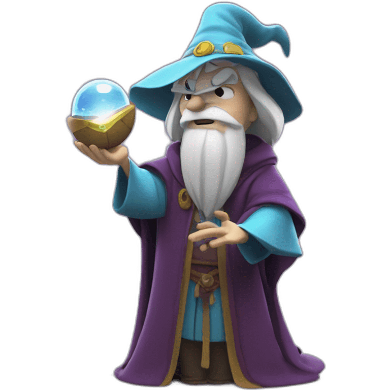 mage with thinking face holding crystal ball pixar disney 3d emoji