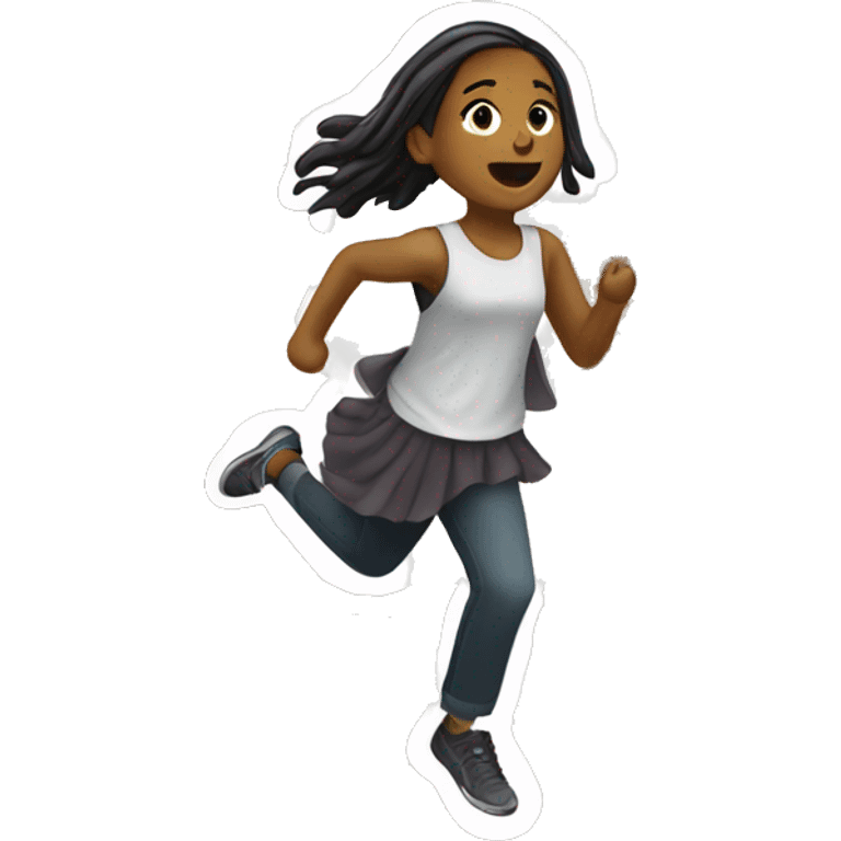 A sticker of a girl running from church emoji