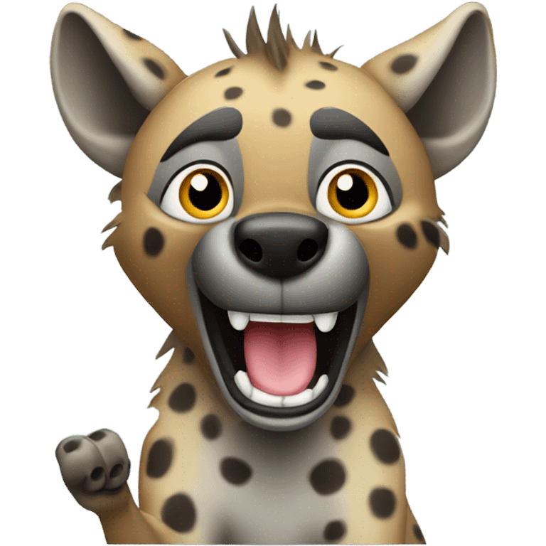 Hyena animal waving with paw  emoji