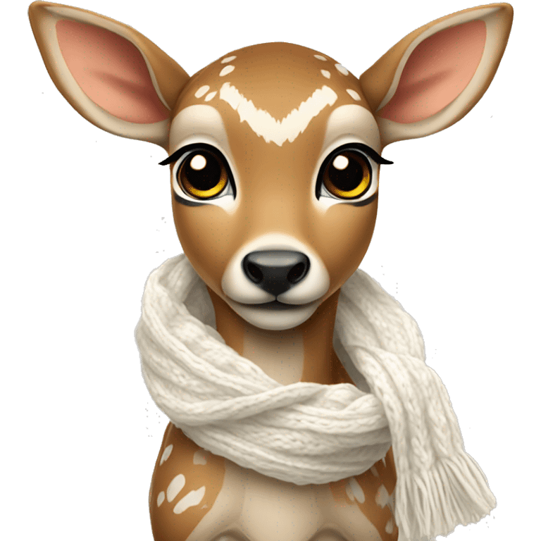 fawn with a white knitted scarf emoji