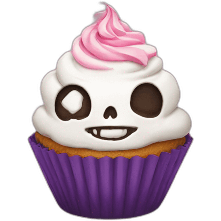 Happy skull cupcake emoji