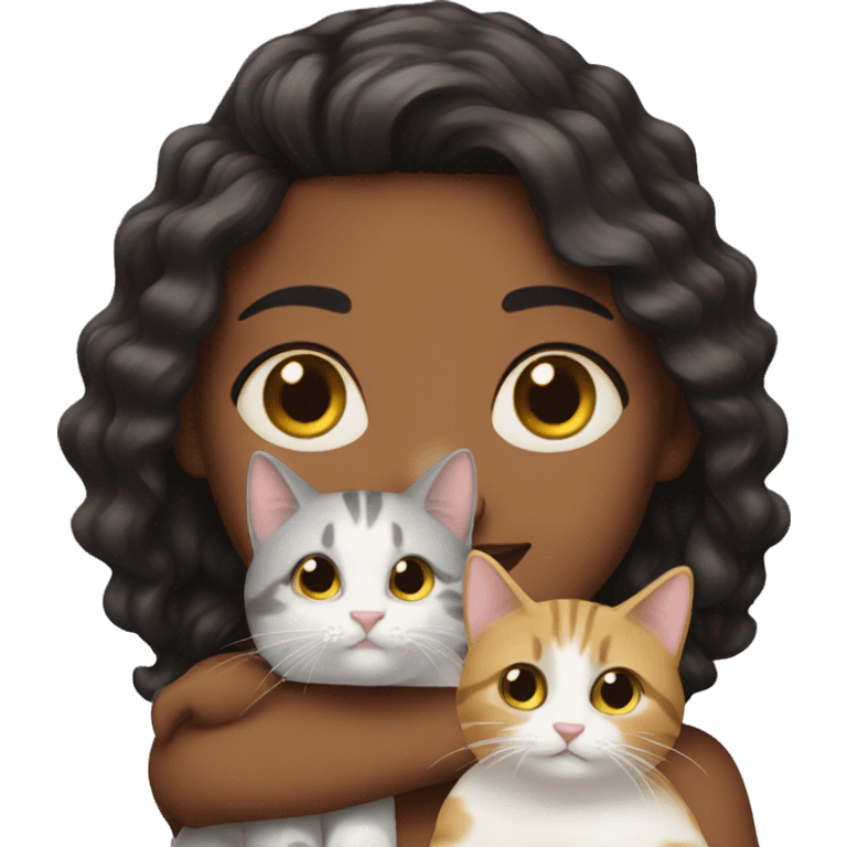 One girl and two cats emoji