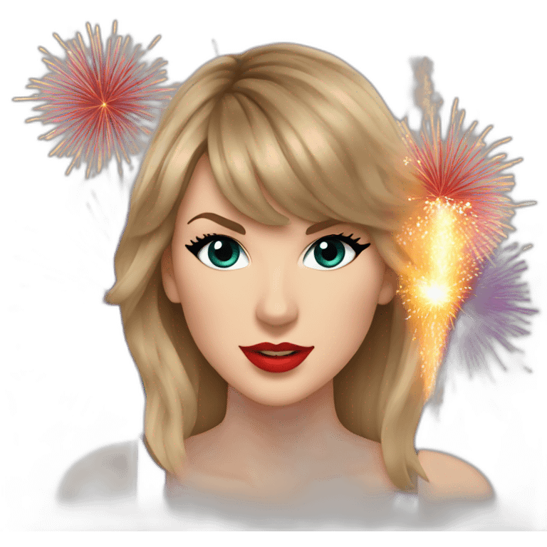 Taylor Swift with fireworks emoji