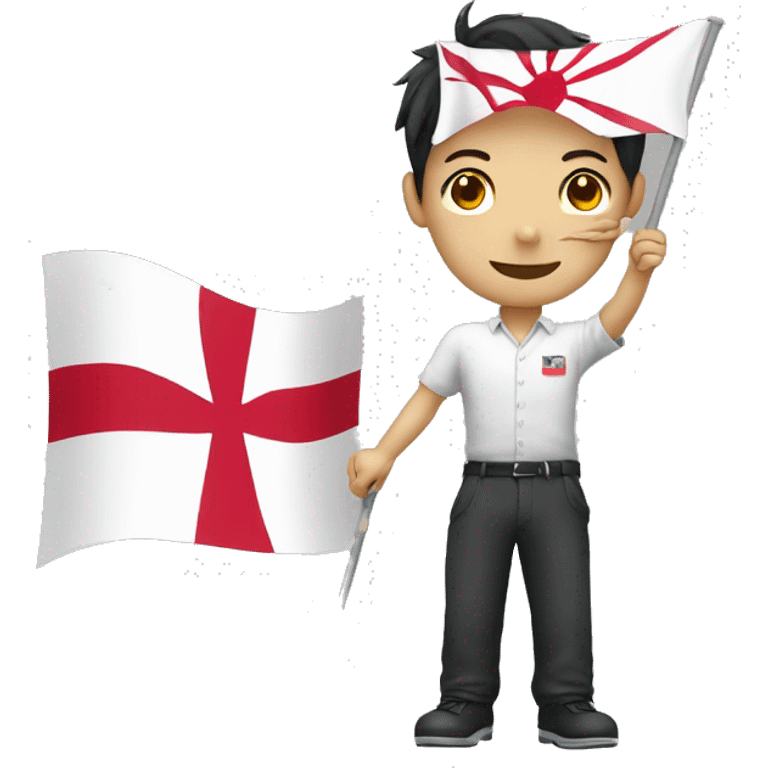 Japan flag with engish man waving emoji