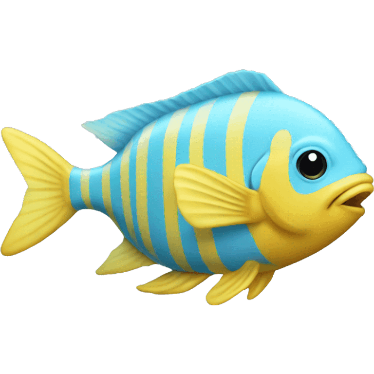 Baby blue and yellow striped fish  emoji