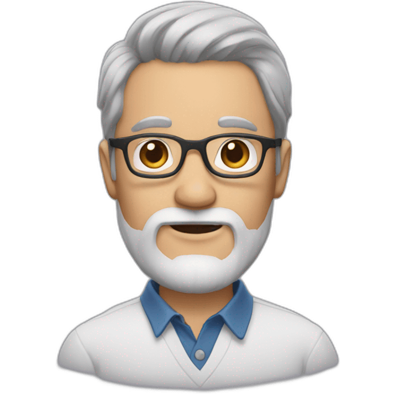 a man with white beard and brown hair with glasses emoji