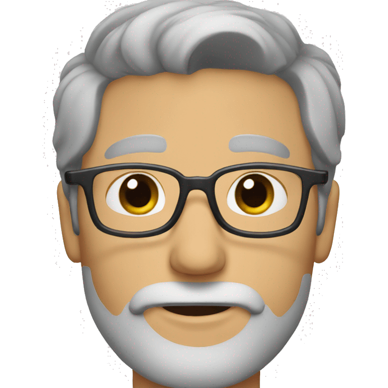 man grey hair brown eyes 3 days of beard with glasses emoji