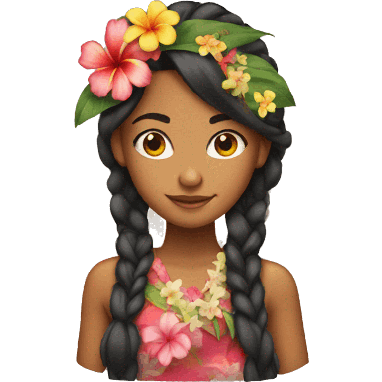 Hawaiian girl with a flower in her hair emoji