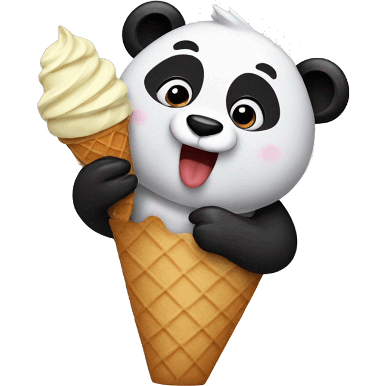 Panda eating ice cream emoji