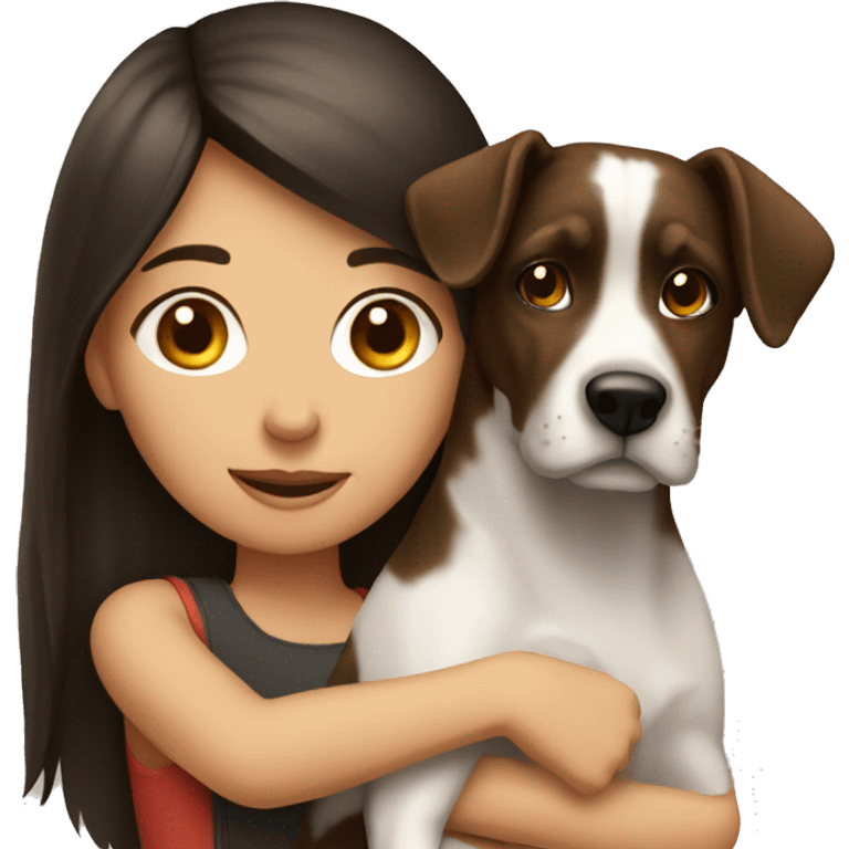 a brunette girl and a dog  emoji