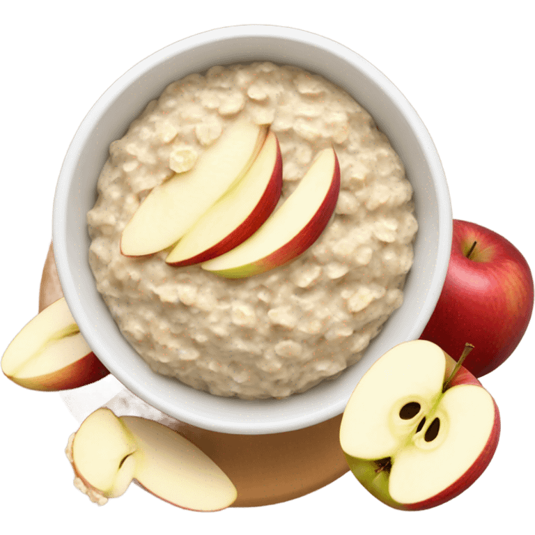 Bowl of overnight oats with sliced apple emoji