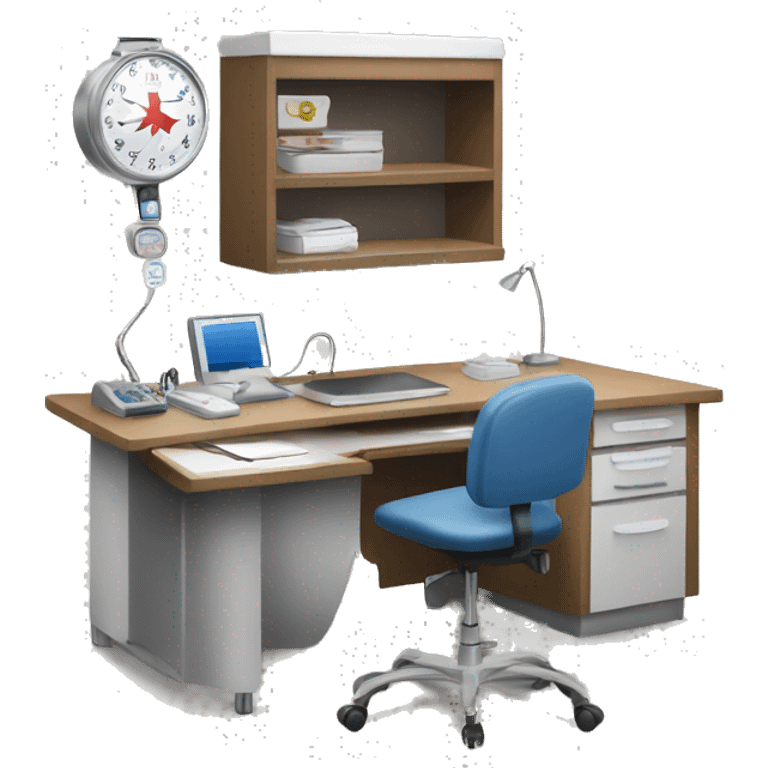 NURSE OFFICE DESK WITH AMERICAN CROSS  emoji