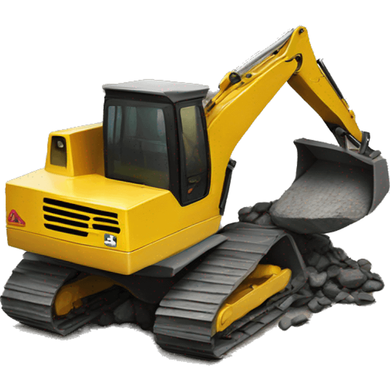 Track hoe dumping rock  emoji