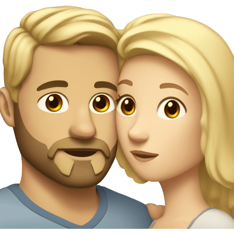 White couple cuddling guy with a lil beard and woman with blonde hair emoji