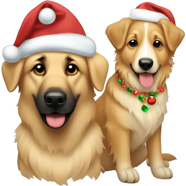 Christmas German shepherd and golden retriever emoji