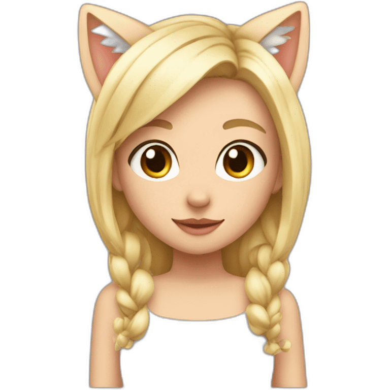 cute blonde girl with a white tail and cat ears emoji