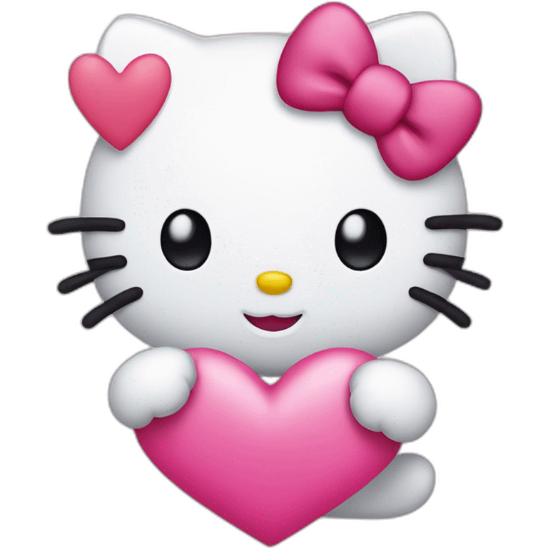 hello kitty holding a pink heart emoji