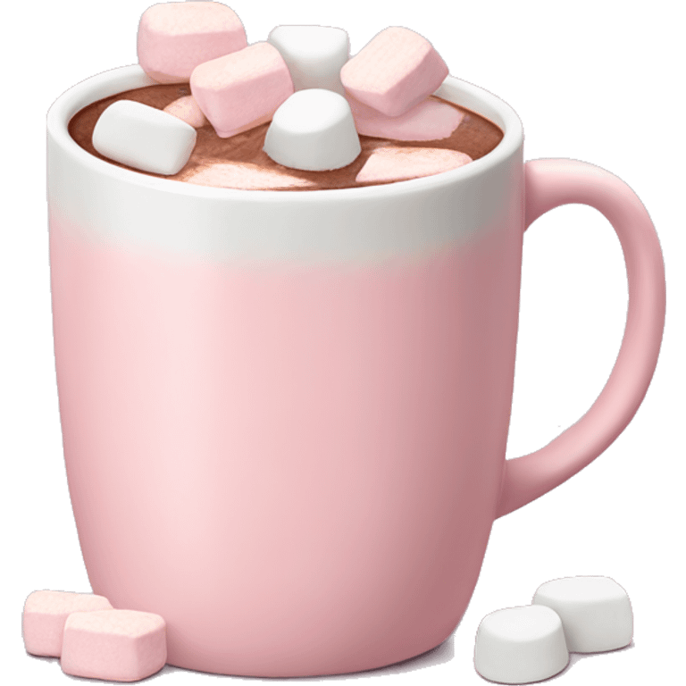 Light Pink mug of hot chocolate with marshmallows  emoji