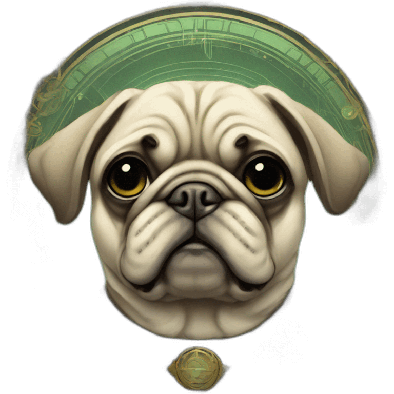 A cyberpunk pug in Art Nouveau style during 1910 emoji