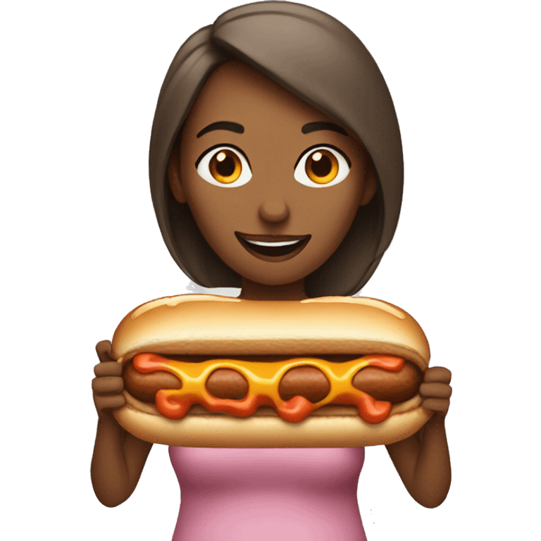 Woman eating hotdog emoji