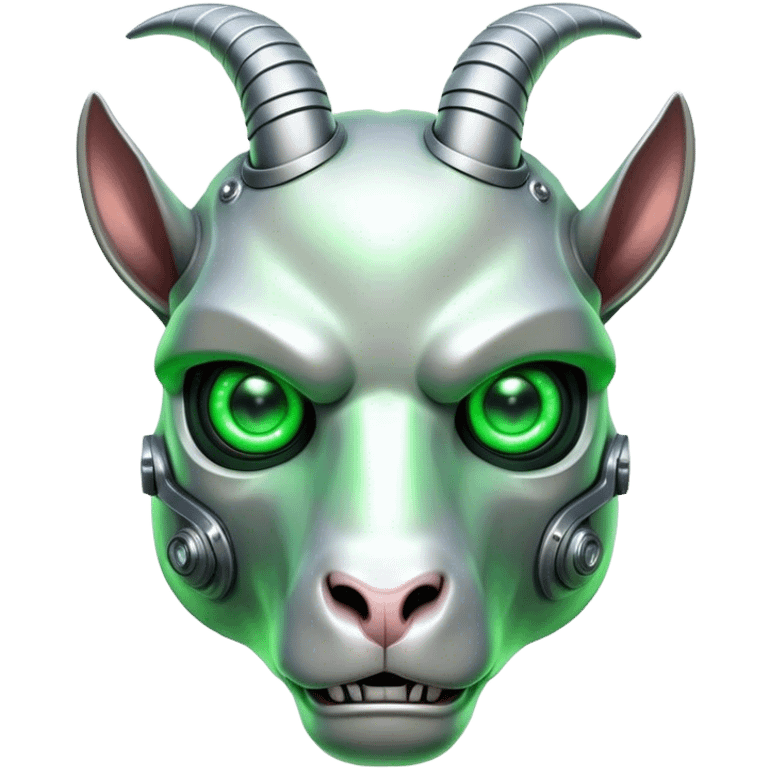 Terminator Goat head green glowing eyes emoji