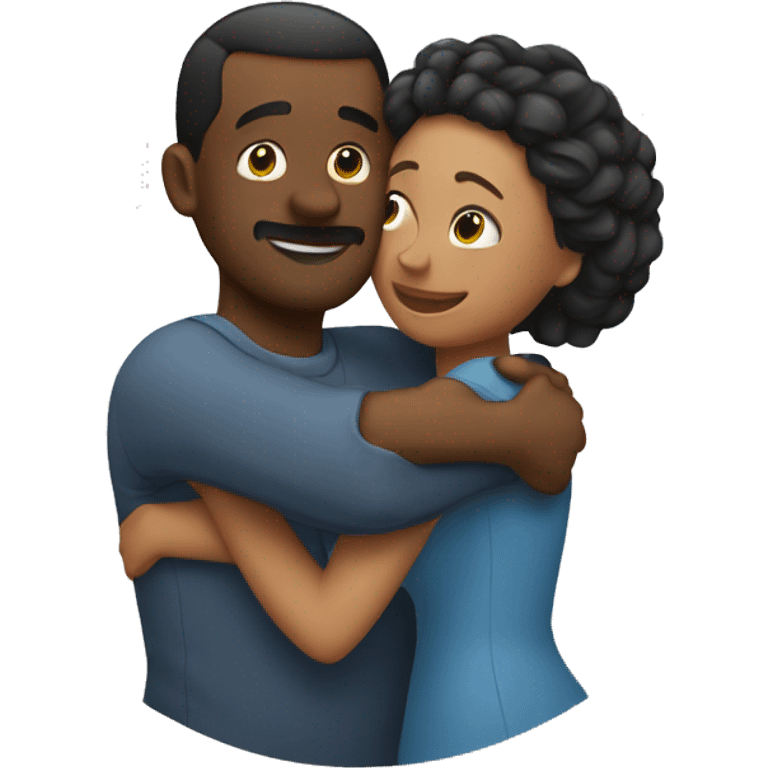 A man huggings with his wife emoji