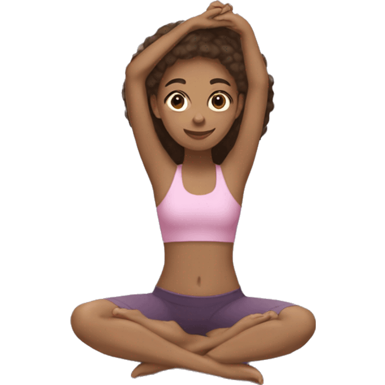 A brown hair light skin colored girl doing yoga emoji