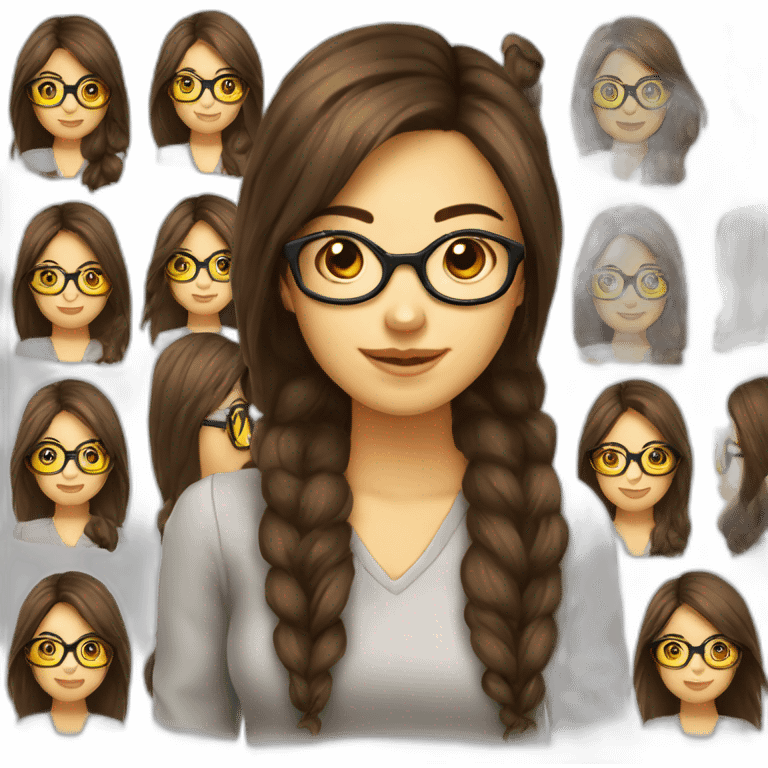 Fille brune cheveux long a lunette emoji