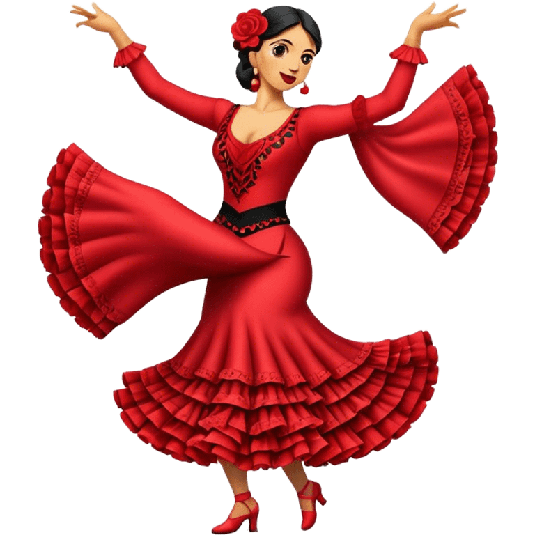 Cinematic Realistic Flamenco Pop Culture Emoji, featuring an expressive portrayal of traditional Spanish dance rendered with dynamic textures and passionate, vibrant lighting. emoji