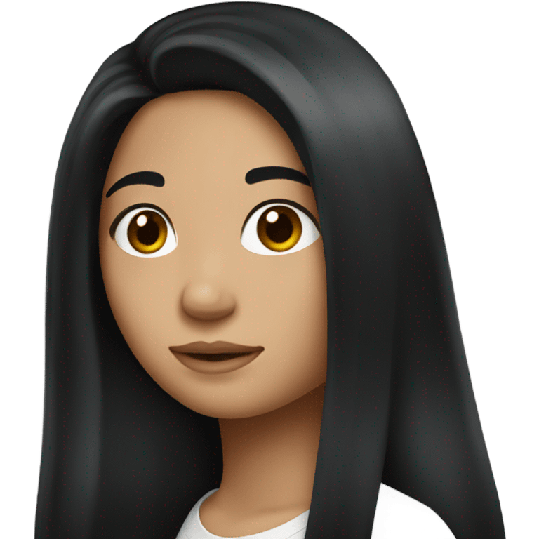 A pretty white girl with long black hair  emoji