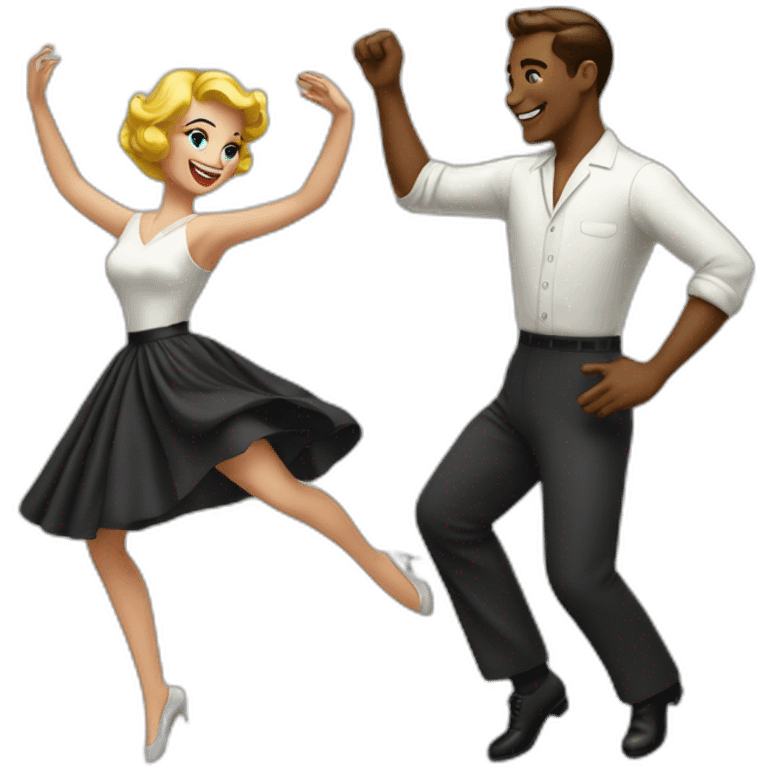 White couple dancing 50s emoji