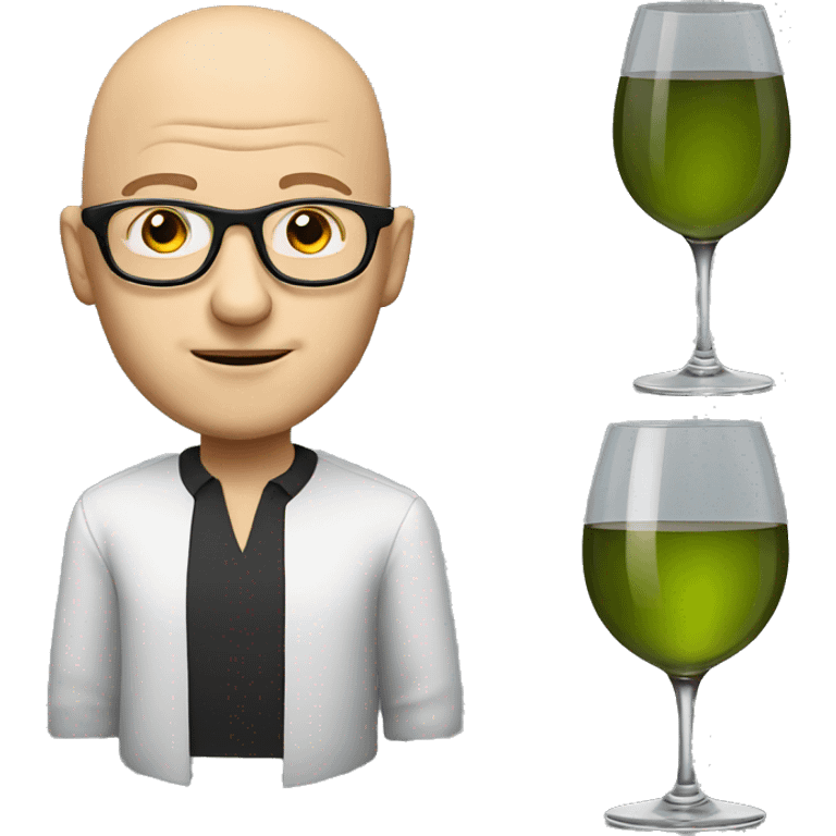 bald man with glasses and glass of vine emoji