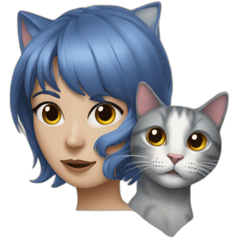 Cat under a women emoji