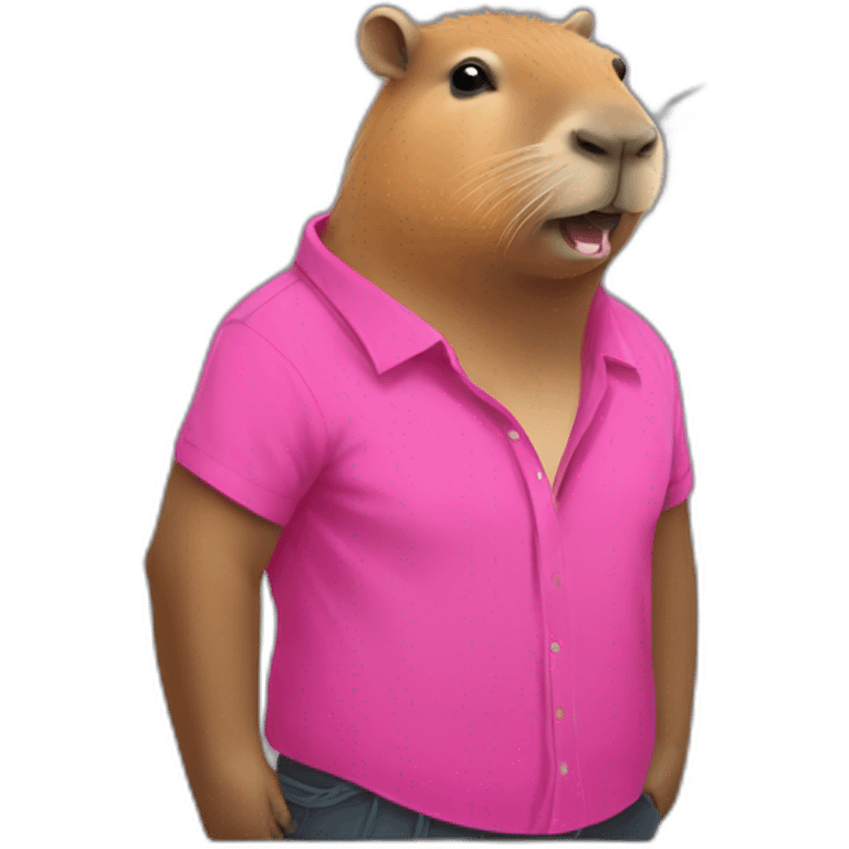 capybara wearing rebel pink shirt emoji