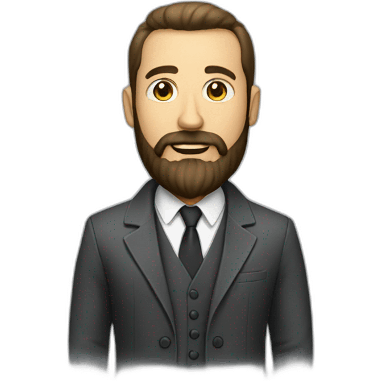 A full body man image with coat and suite having long beard and great attitude with his face emoji