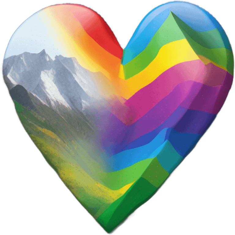 rainbow heart on a mountain emoji