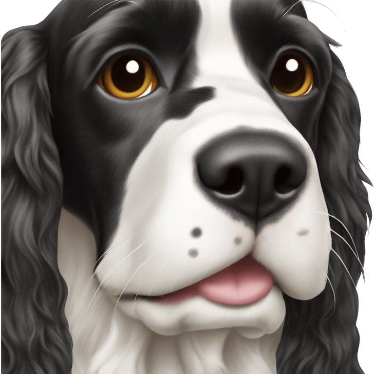 black and white english cocker spaniel with nose spots  emoji