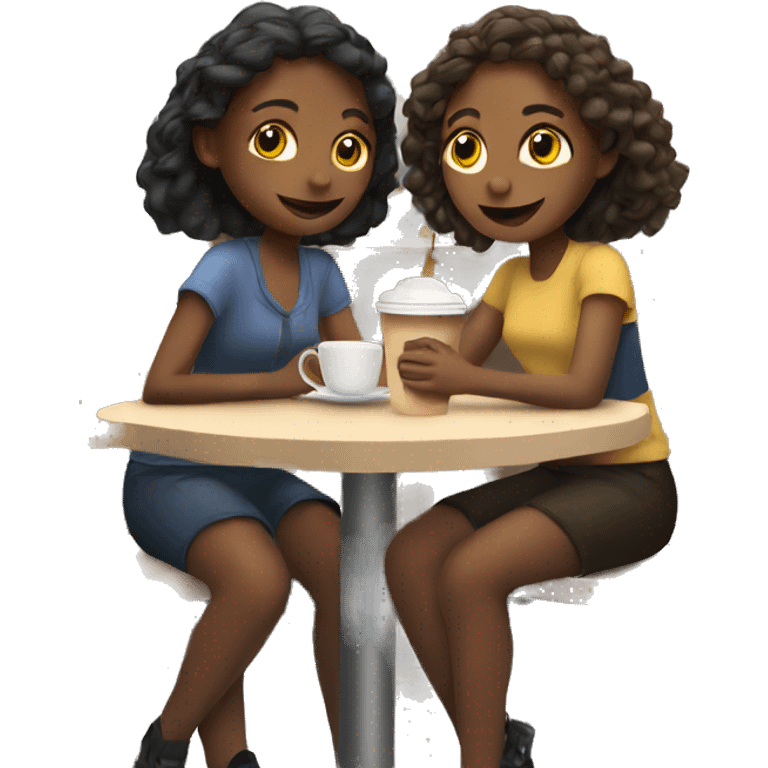 2 girls sitting in a cafe emoji