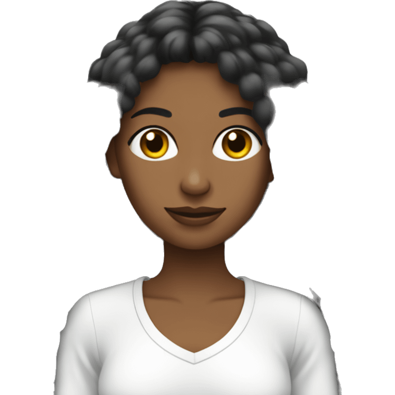 Mujer pelo negro largo flequillo piel blanca emoji