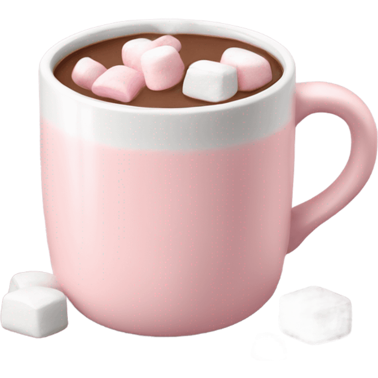 Light Pink mug of hot chocolate with marshmallows  emoji