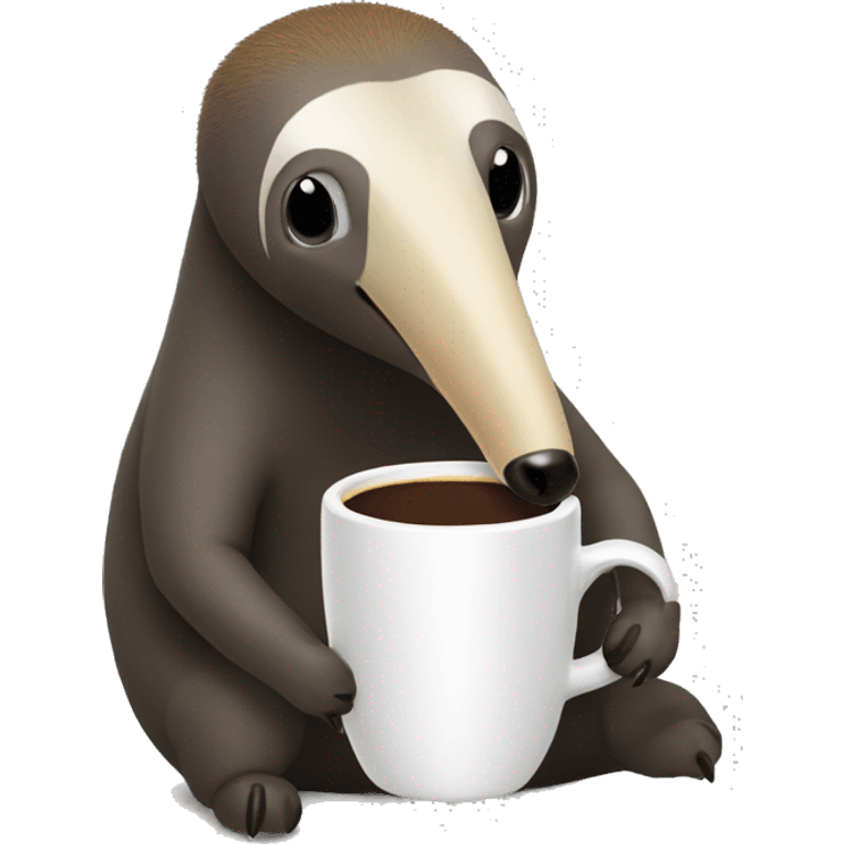 Anteater drinking cup of coffee emoji