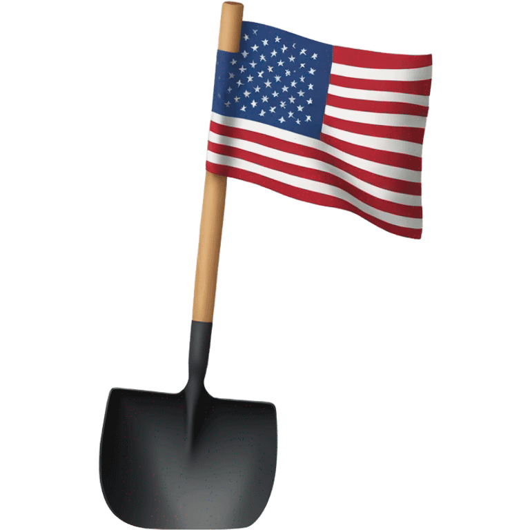 American flag connected to a black shovel emoji