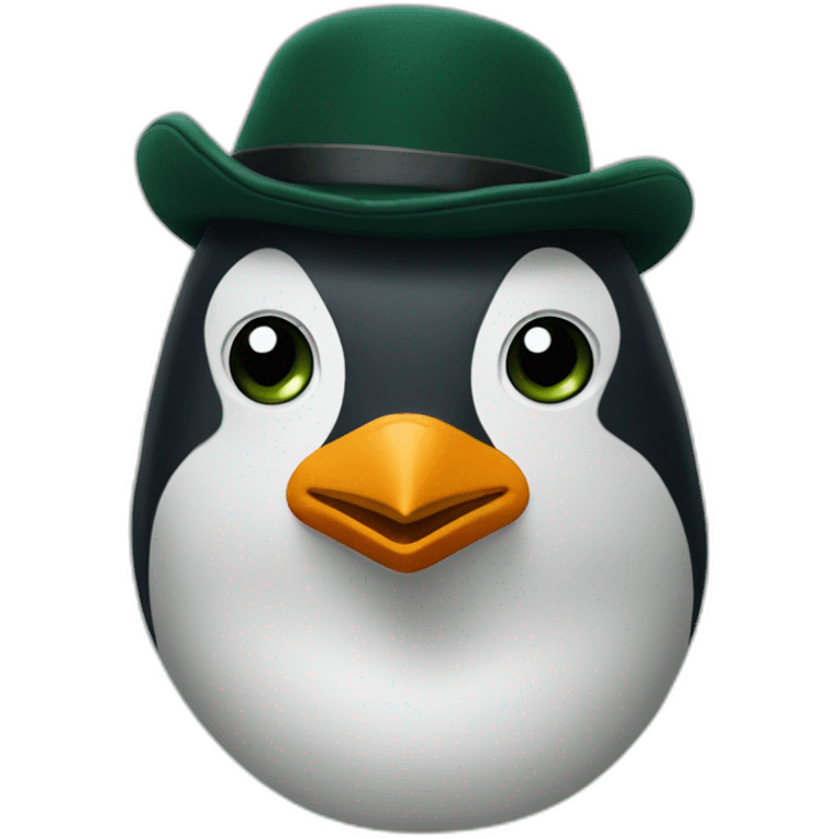 penguin head with a dark green peaky blinders flat cap emoji