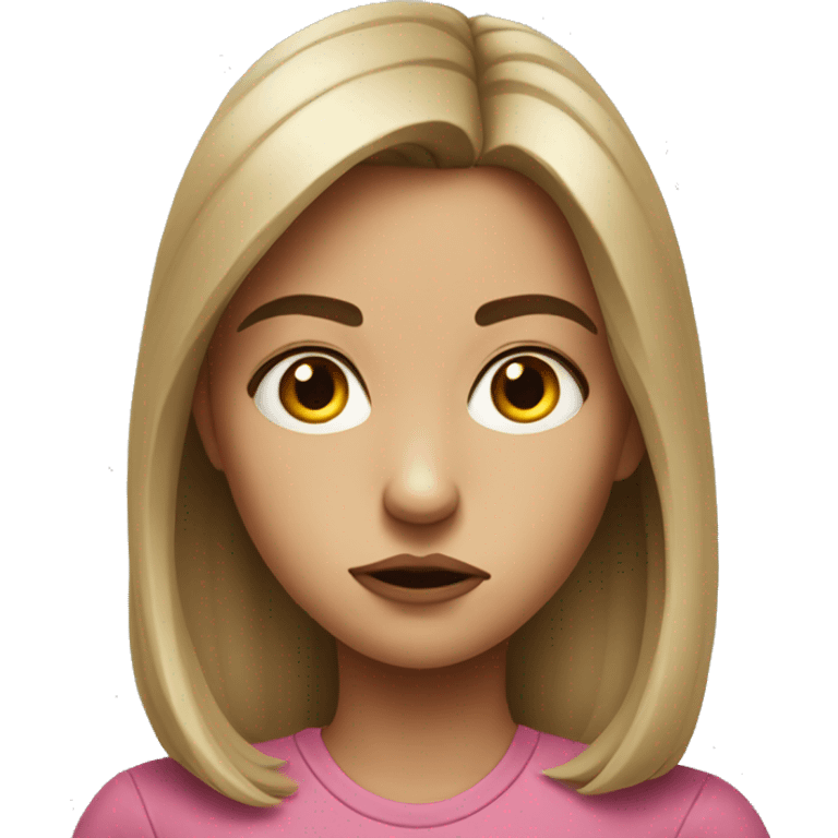 realistic portrait of a girl with annoyed face emoji