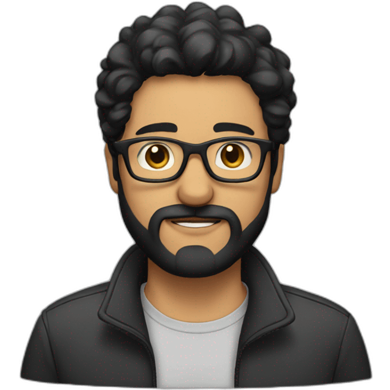 Man with black hair and beard in eyeglasses emoji